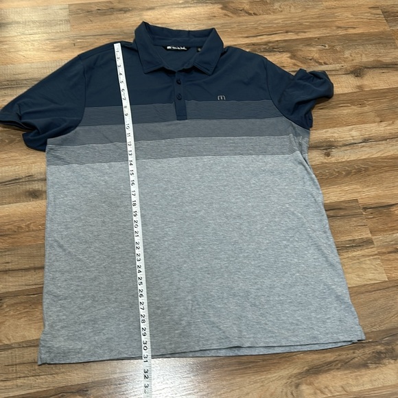 TRAVIS MATHEW MENS POLO SHIRT STRIPPED SHORT SLEEVE GREY NAVY Sz XXL - Picture 9 of 10